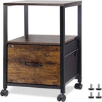 2 Tier Metal Mobile Under Desk Home Printer Stand - 11.81D x 15.75W x 25.6H