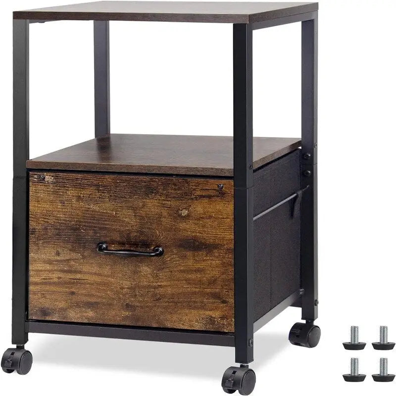 2 Tier Metal Mobile Under Desk Home Printer Stand - 11.81D x 15.75W x 25.6H