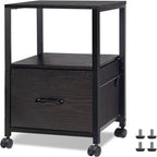 2 Tier Metal Mobile Under Desk Home Printer Stand - 11.81D x 15.75W x 25.6H