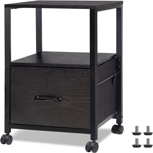 2 Tier Metal Mobile Under Desk Home Printer Stand - 11.81D x 15.75W x 25.6H