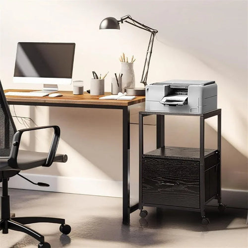 2 Tier Metal Mobile Under Desk Home Printer Stand - 11.81D x 15.75W x 25.6H