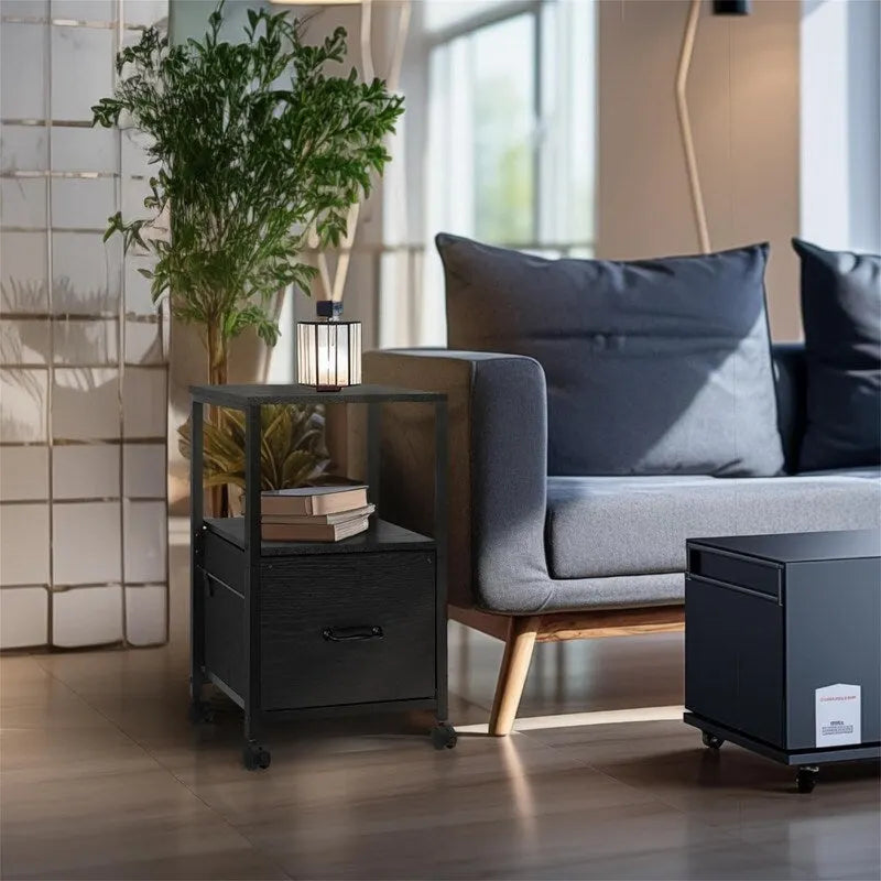 2 Tier Metal Mobile Under Desk Home Printer Stand - 11.81D x 15.75W x 25.6H