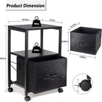 2 Tier Metal Mobile Under Desk Home Printer Stand - 11.81D x 15.75W x 25.6H