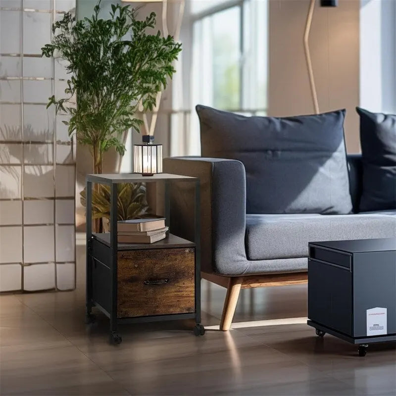 2 Tier Metal Mobile Under Desk Home Printer Stand - 11.81D x 15.75W x 25.6H