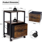 2 Tier Metal Mobile Under Desk Home Printer Stand - 11.81D x 15.75W x 25.6H