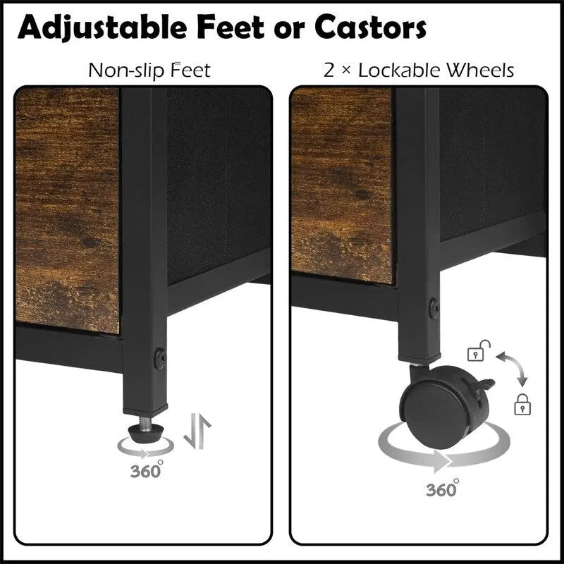 2 Tier Metal Mobile Under Desk Home Printer Stand - 11.81D x 15.75W x 25.6H
