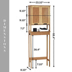 Bamboo Over The Toilet Storage Cabinet with Dual Doors and Open Shelf Mahe Collection - 23.10L x 8.10W x 68.4H