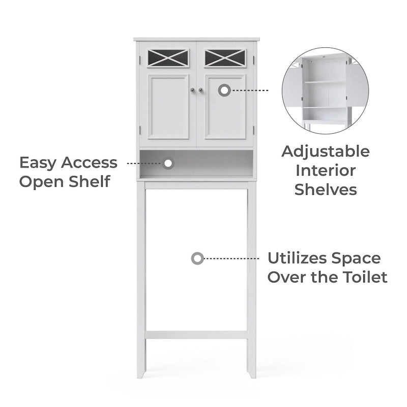 Teamson Home Dawson Over-the-Toilet Space Saver, White - 8L x 25W x 68H