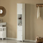 White Tall Standing Bathroom Linen Tower Storage Cabinet