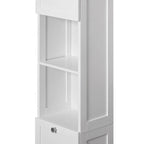 White Tall Standing Bathroom Linen Tower Storage Cabinet