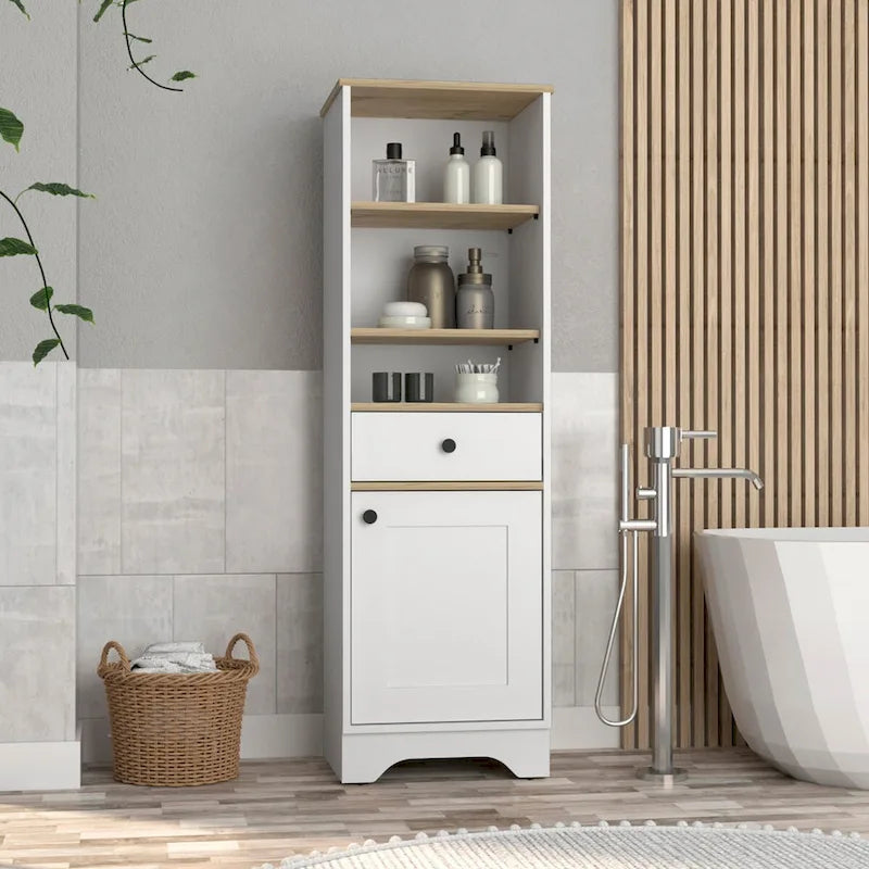 Linen Cabinet Burnedt, One Drawer, One Cabinet, Multiple Shelves, Light Gray Finish