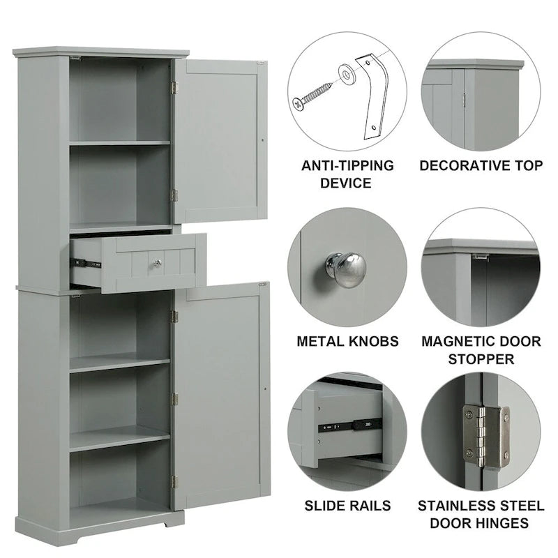 Tall Bathroom Storage Cabinet,Freestanding Storage Cabinet with Drawer