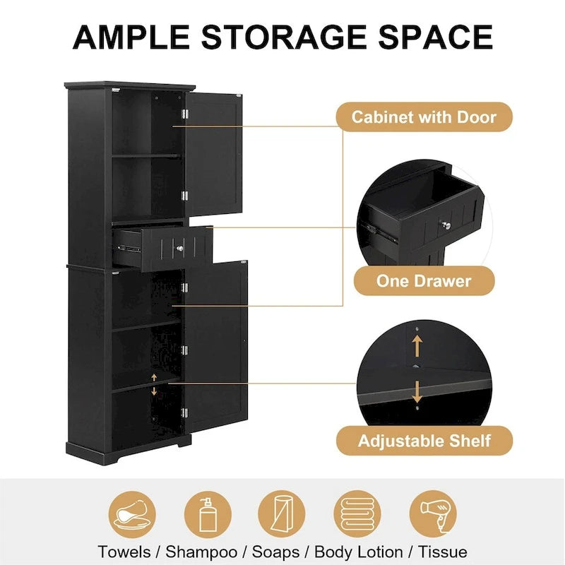 Tall Bathroom Storage Cabinet,Freestanding Storage Cabinet with Drawer