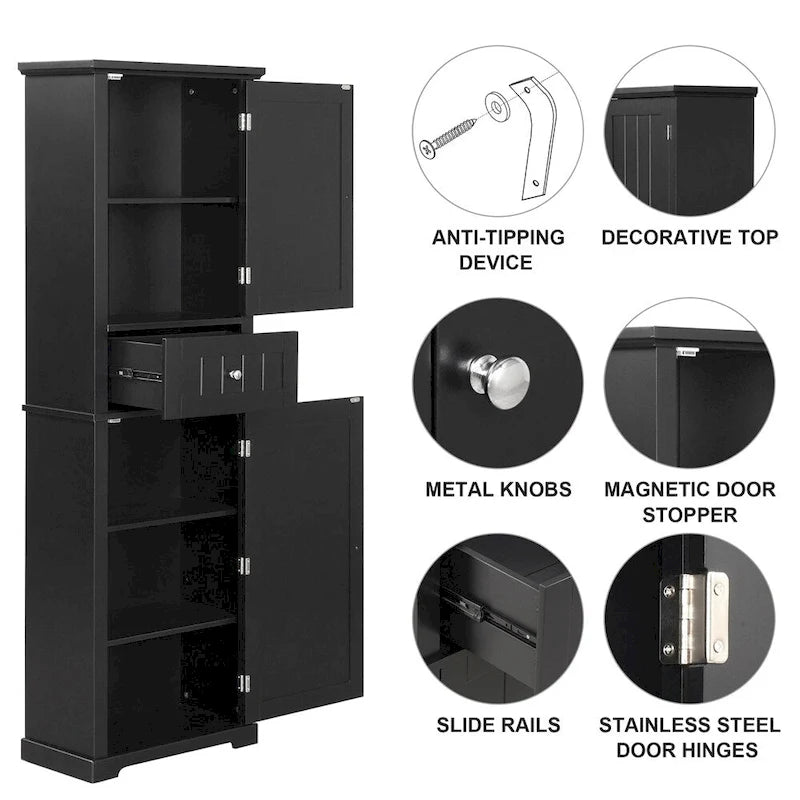 Tall Bathroom Storage Cabinet,Freestanding Storage Cabinet with Drawer