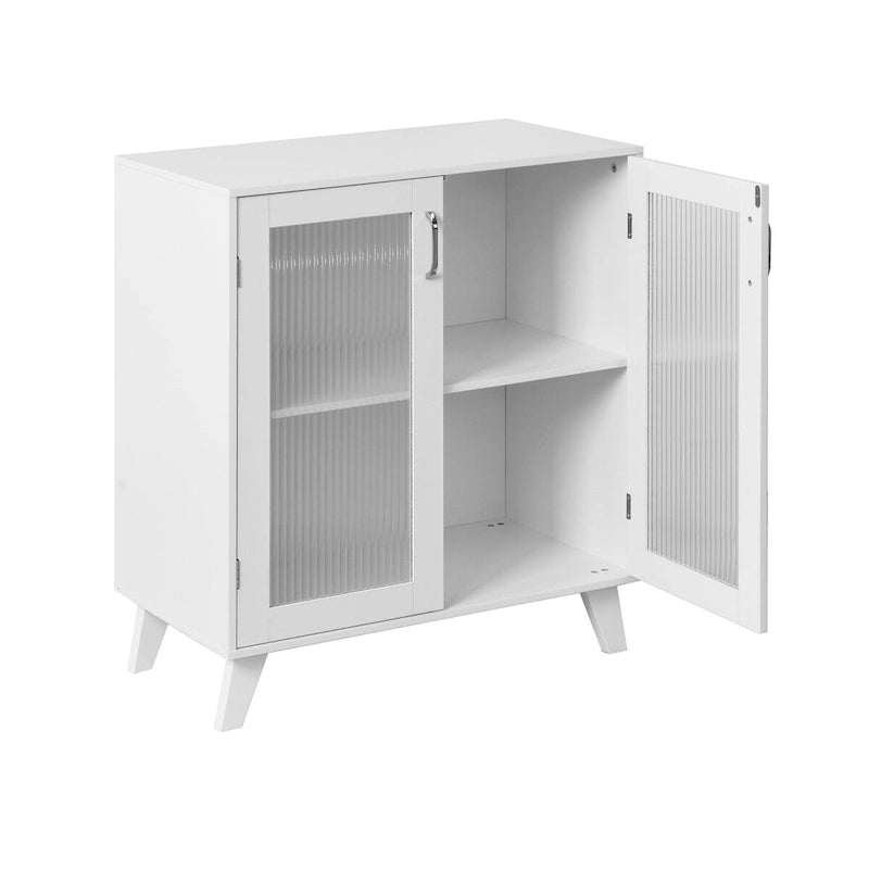 Modern Bathroom Storage Cabinet with 2 Glass Doors