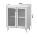 Modern Bathroom Storage Cabinet with 2 Glass Doors