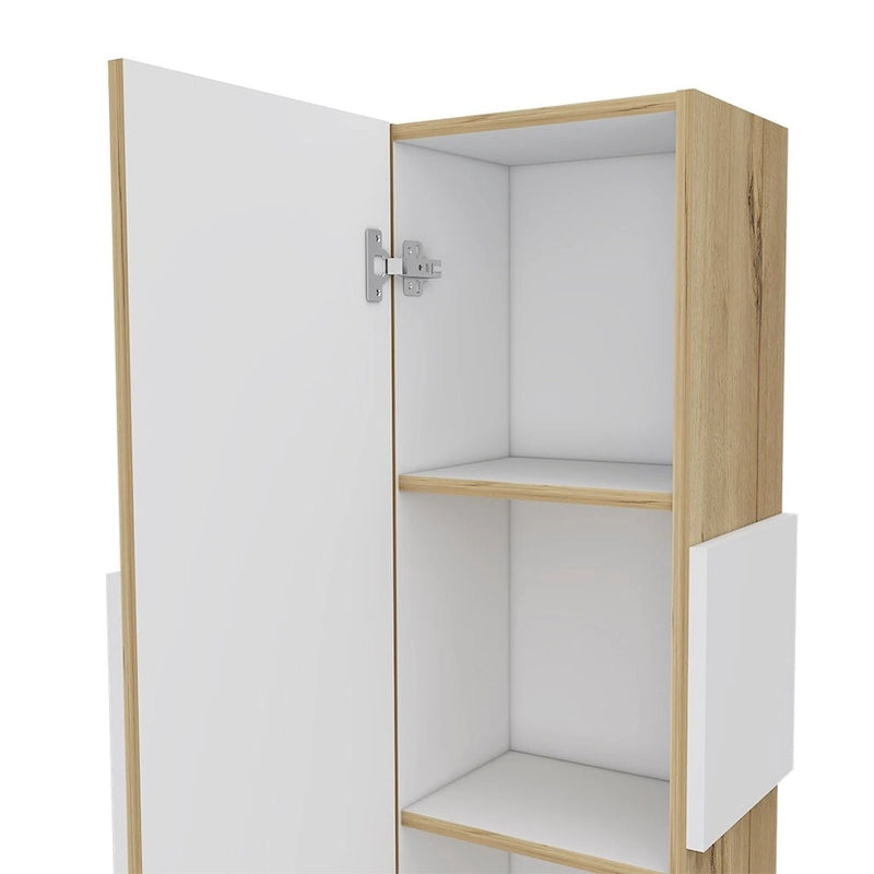 Medicine Cabinet Artic, Three Shelves, Single Door, White / Light Oak Finish