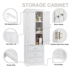 Tall Storage Cabinet with Three Drawers for Bathroom,White Tall Cabinet