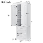 Tall Storage Cabinet with Three Drawers for Bathroom,White Tall Cabinet