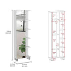 Mirror Cabinet, Four Interior Shelves, Five External Shelves -White