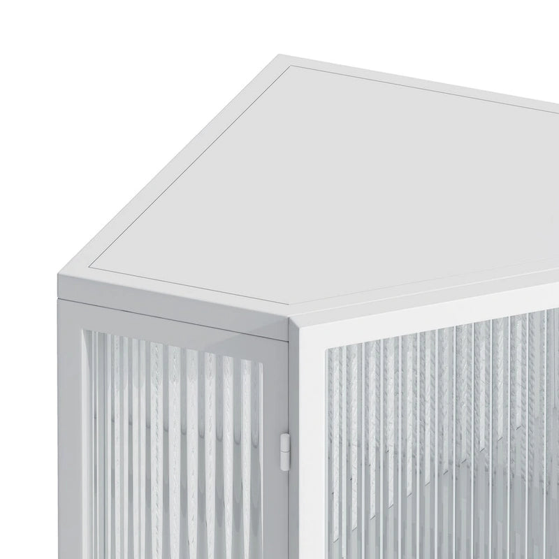 22.25Floor Coner Cabinet with Tempered Glass Door & Storage Shelves for Bathroom, Living Room, Bedroom (White)