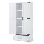 Tall Bathroom Storage Cabinet Cabinet with Two Doors and One Drawer Adjustable Shelf MDF Board White