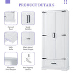 Tall Bathroom Storage Cabinet Cabinet with Two Doors and One Drawer Adjustable Shelf MDF Board White