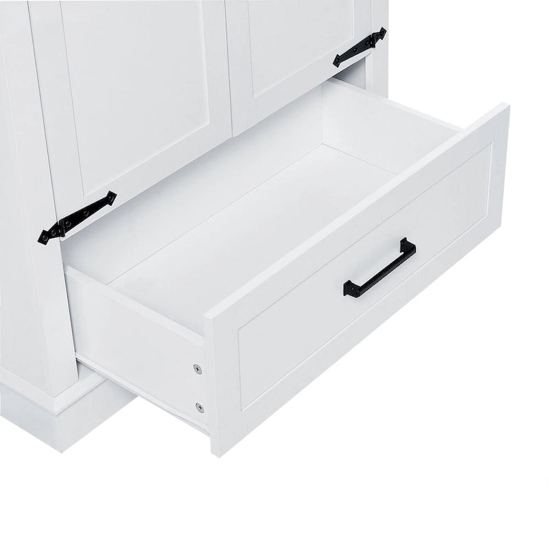 Tall Bathroom Storage Cabinet Cabinet with Two Doors and One Drawer Adjustable Shelf MDF Board White