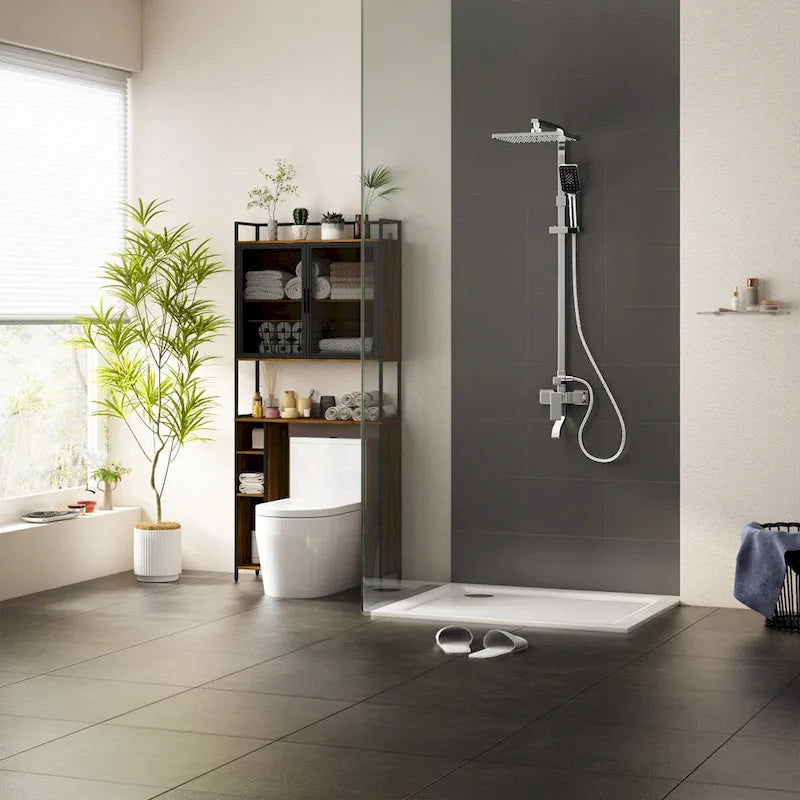 Above Toilet Storage Rack Metal Frame Bathroom Stand Space Saver Shelf