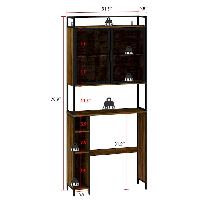 Above Toilet Storage Rack Metal Frame Bathroom Stand Space Saver Shelf