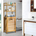 Tilt Out Hamper for Laundry 3 Tier Bamboo Pull Out Laundry Hamper - 15.5L x 11.5W x 46.5H