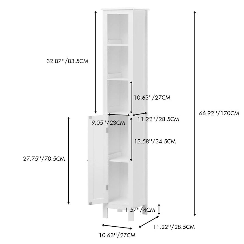 66.92 Tall Bathroom Storage Cabinet with Adjustable Shelves