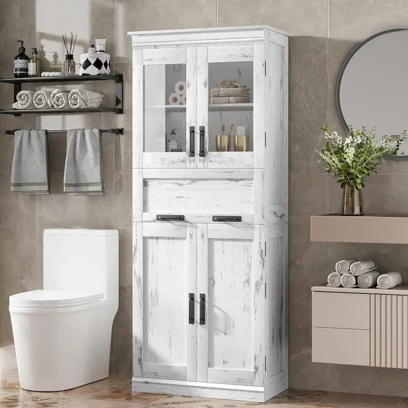 Bathroom Cabinet Tall Storage Cabinet with Doors and Adjustable Shelf