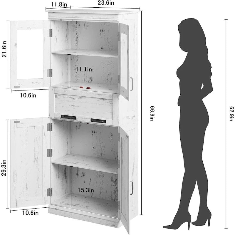 Bathroom Cabinet Tall Storage Cabinet with Doors and Adjustable Shelf