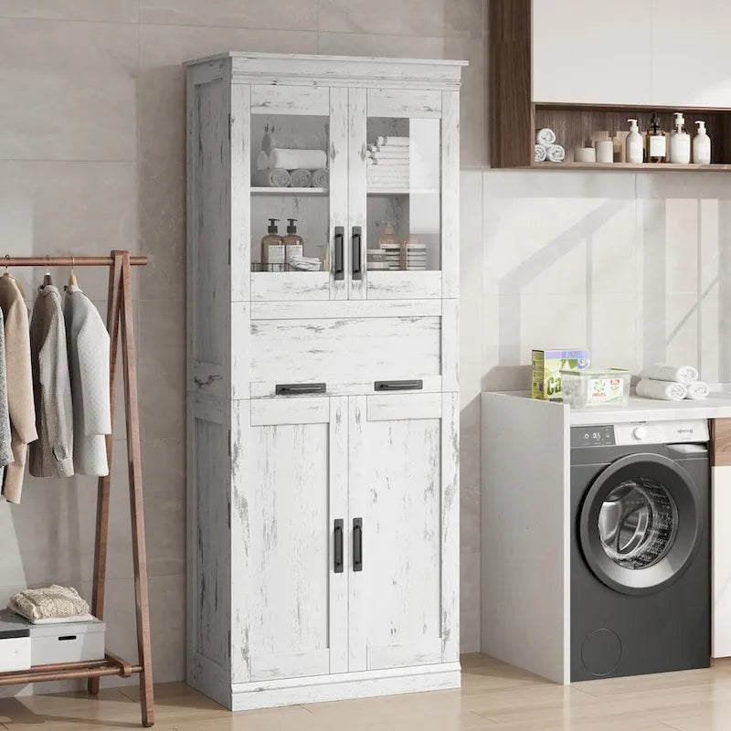 Bathroom Cabinet Tall Storage Cabinet with Doors and Adjustable Shelf