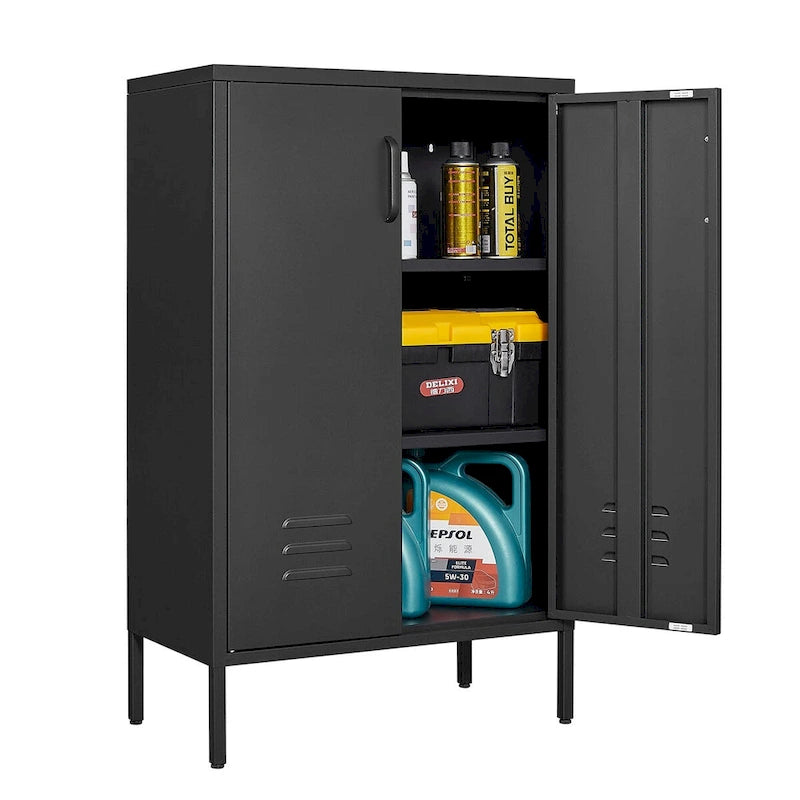 2 Door Miscellaneous Storage Cabinet,Garage Tool Cabinet,Office File Cabinet 2 Movable Partitions