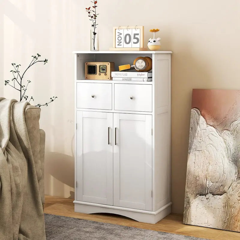 Bathroom Floor Cabinet Freestanding Storage Cabinet 2 Doors