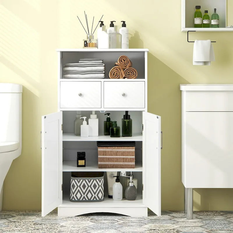 Bathroom Floor Cabinet Freestanding Storage Cabinet 2 Doors