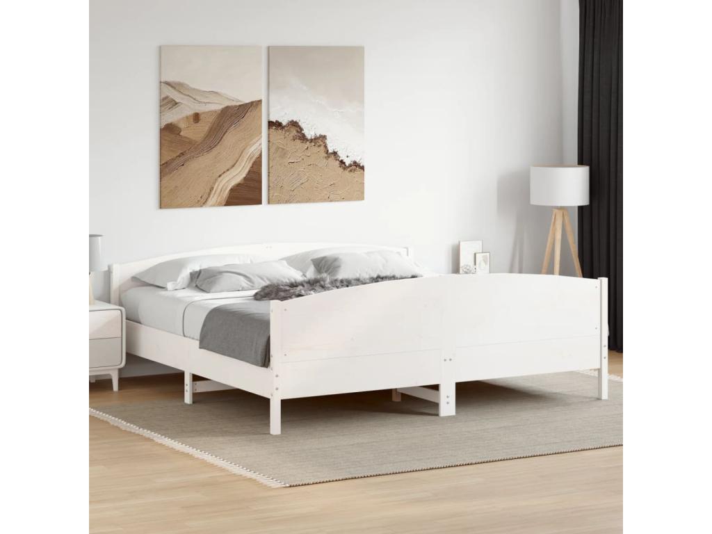 White Pine Wood Bed Frame, 180 x 200 cm