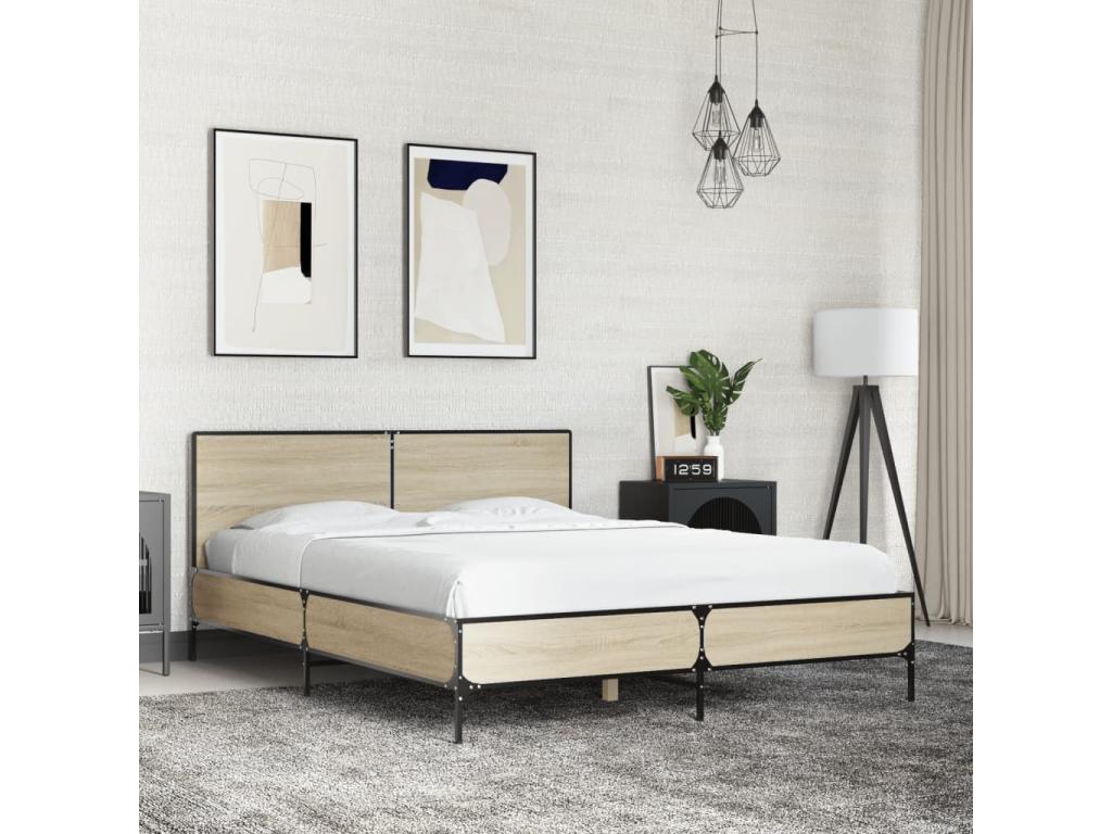 Brown Engineered Wood Bed Frame, 135 x 190 cm