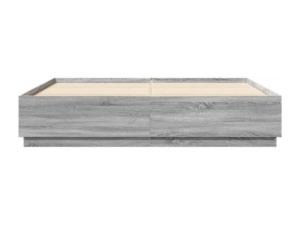 Gray Engineered Wood Bed Frame, 200 x 200 cm