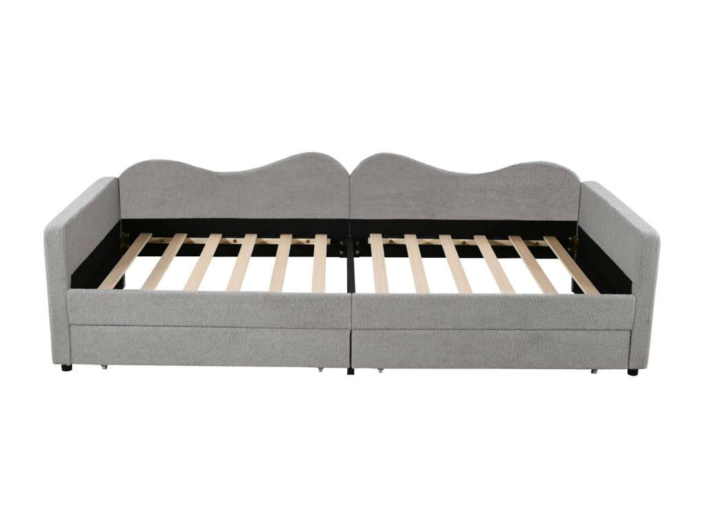 Gray Fabric Bed, 90 x 200 cm