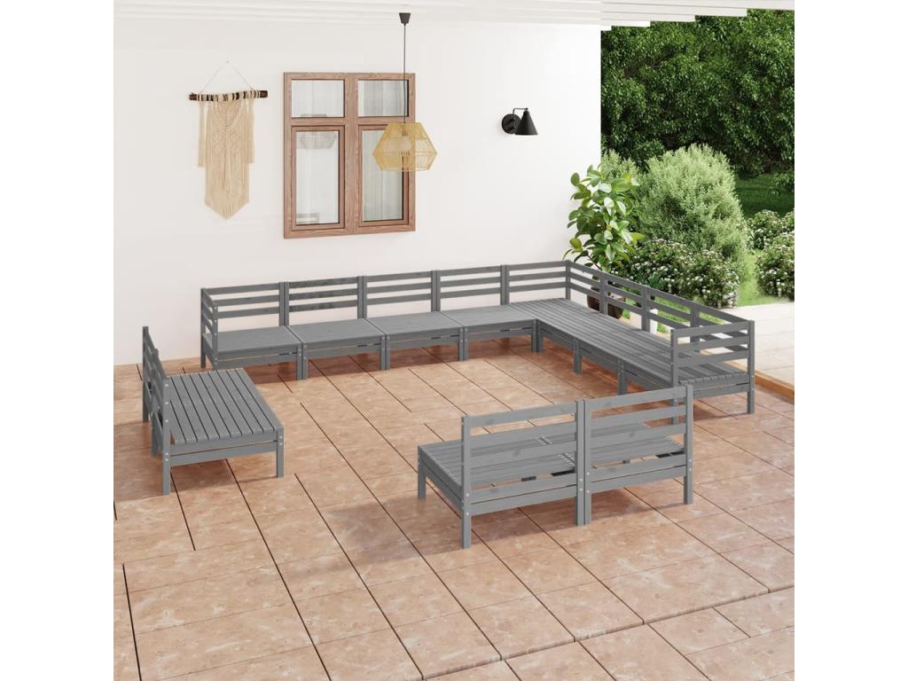 Gray Pine Wood Outdoor Furniture Set - dlz1766584041892