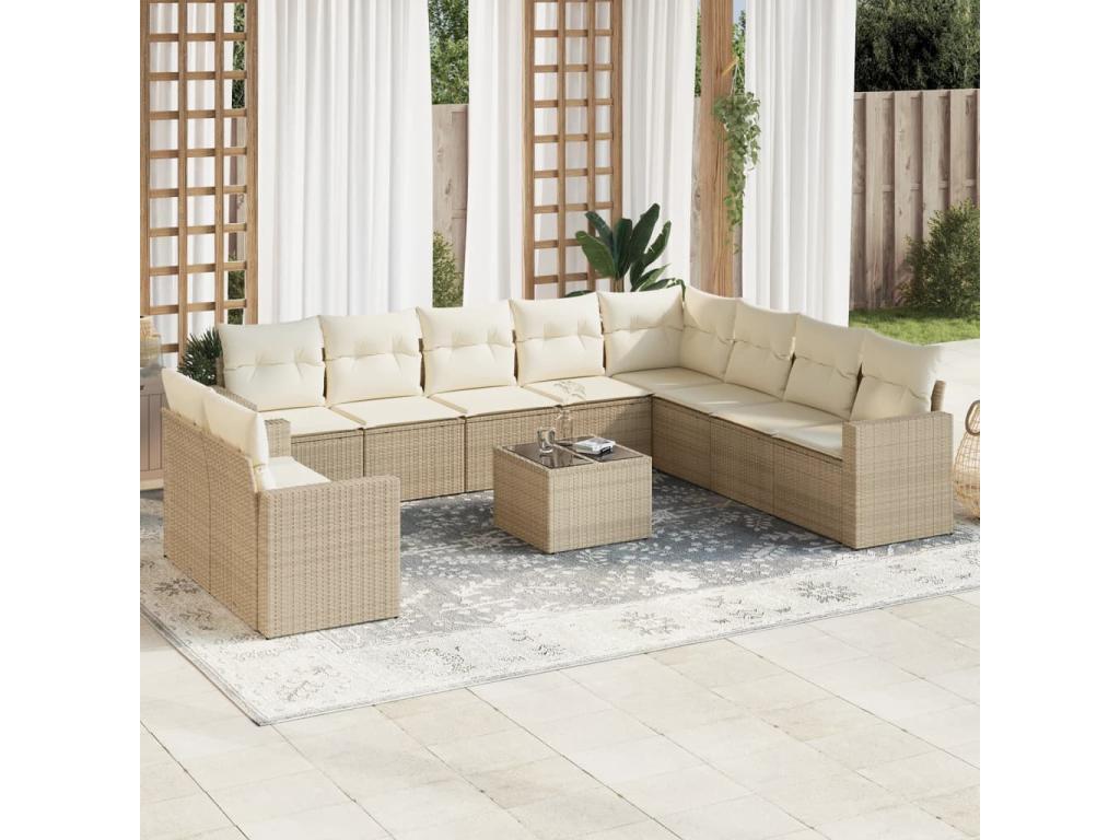 Beige Woven Resin Wicker Outdoor Furniture Set - dlz1766583247650