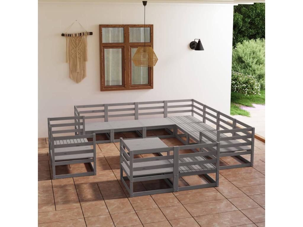 Gray Pine Wood Outdoor Furniture Set - dlz1766584059500