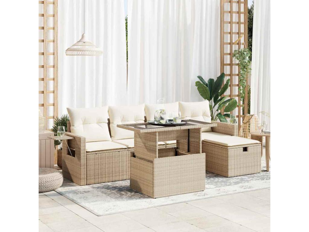 Beige Woven Resin Wicker Outdoor Furniture Set - dlz1766583710833