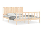 Natural Solid Wood Bed Frame, 160 x 200 cm