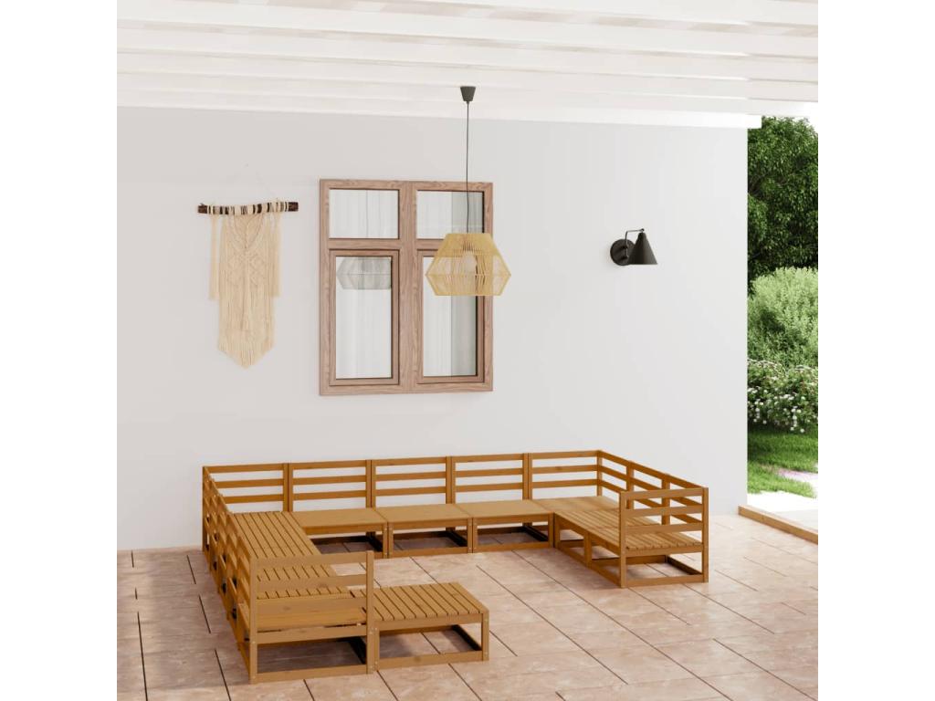 Brown Pine Wood Outdoor Furniture Set - dlz1766583203410