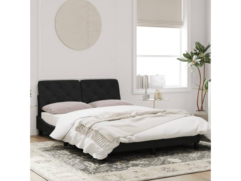 Black Velvet Bed Frame, 140 x 200 cm