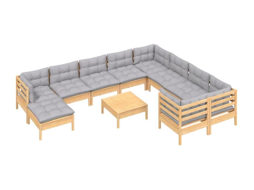 Gray Pine Wood Outdoor Furniture Set